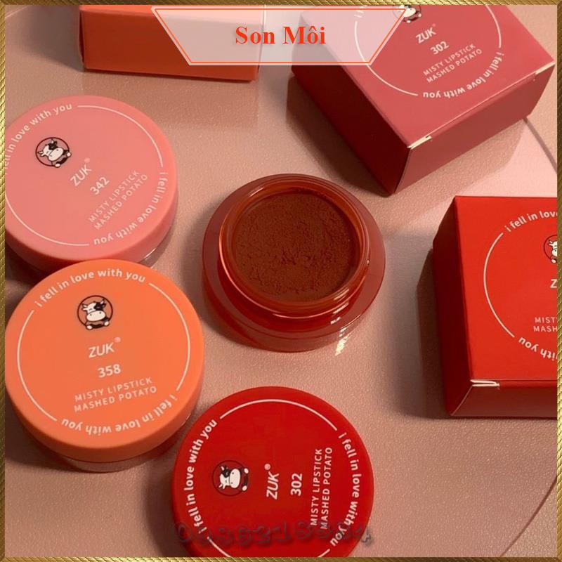 Hũ son môi kiêm má hồng Zuk Misty Lipstick Mashed Potato tặng kèm cọ ZML3