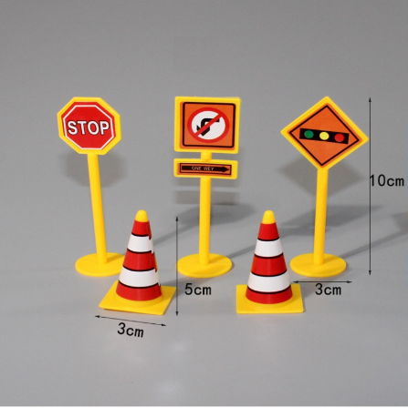 Set biển báo TO trang trí bánh, mô hình biển báo giao thông