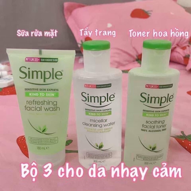 TRỌN BỘ CHĂM SÓC DA SIMPLE thích hợp cho mọi loại da