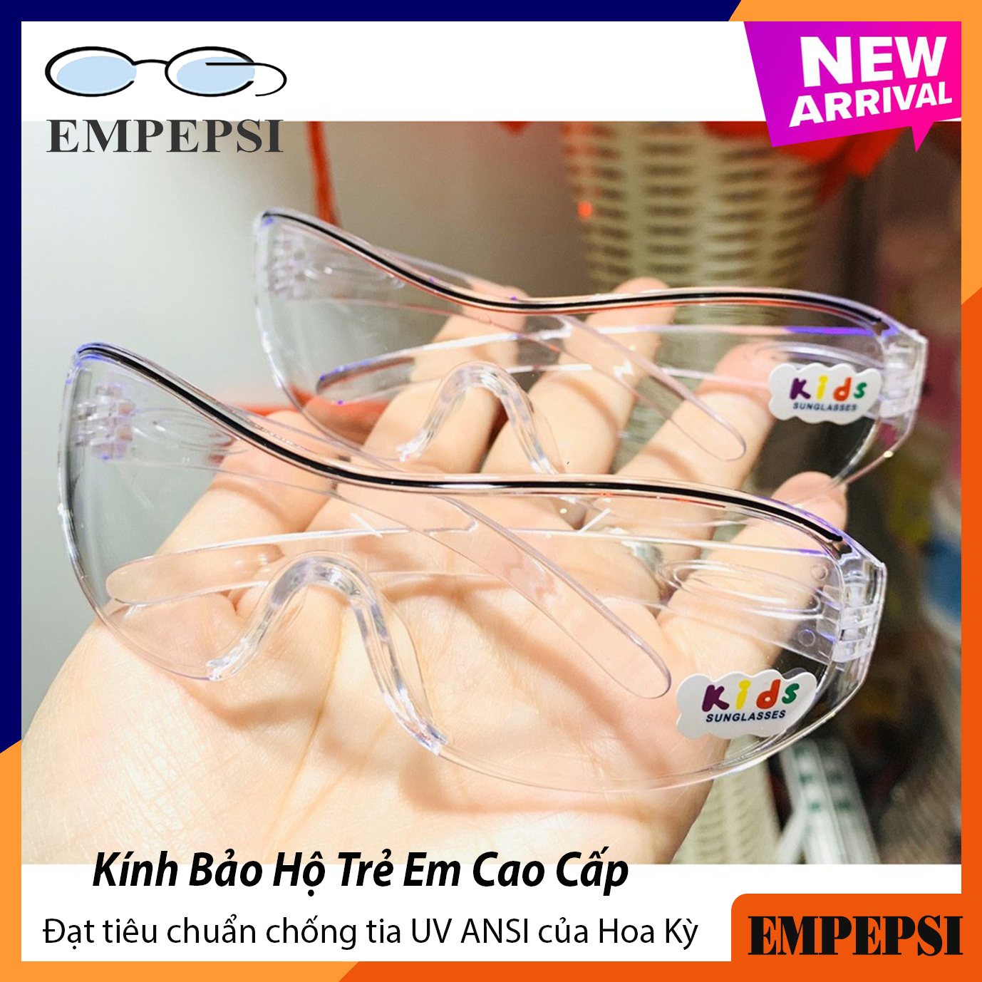 Kính bảo hộ trẻ em khỏi Virus, vi khuẩn trong mùa dịch - Mắt kính bảo hộ chống bụi trẻ em , chống tia UV cao cấp