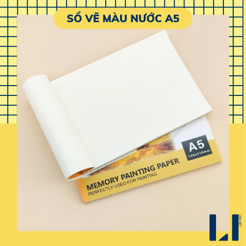 Sổ vẽ, giấy vẽ màu nước a5 memory 12 tờ