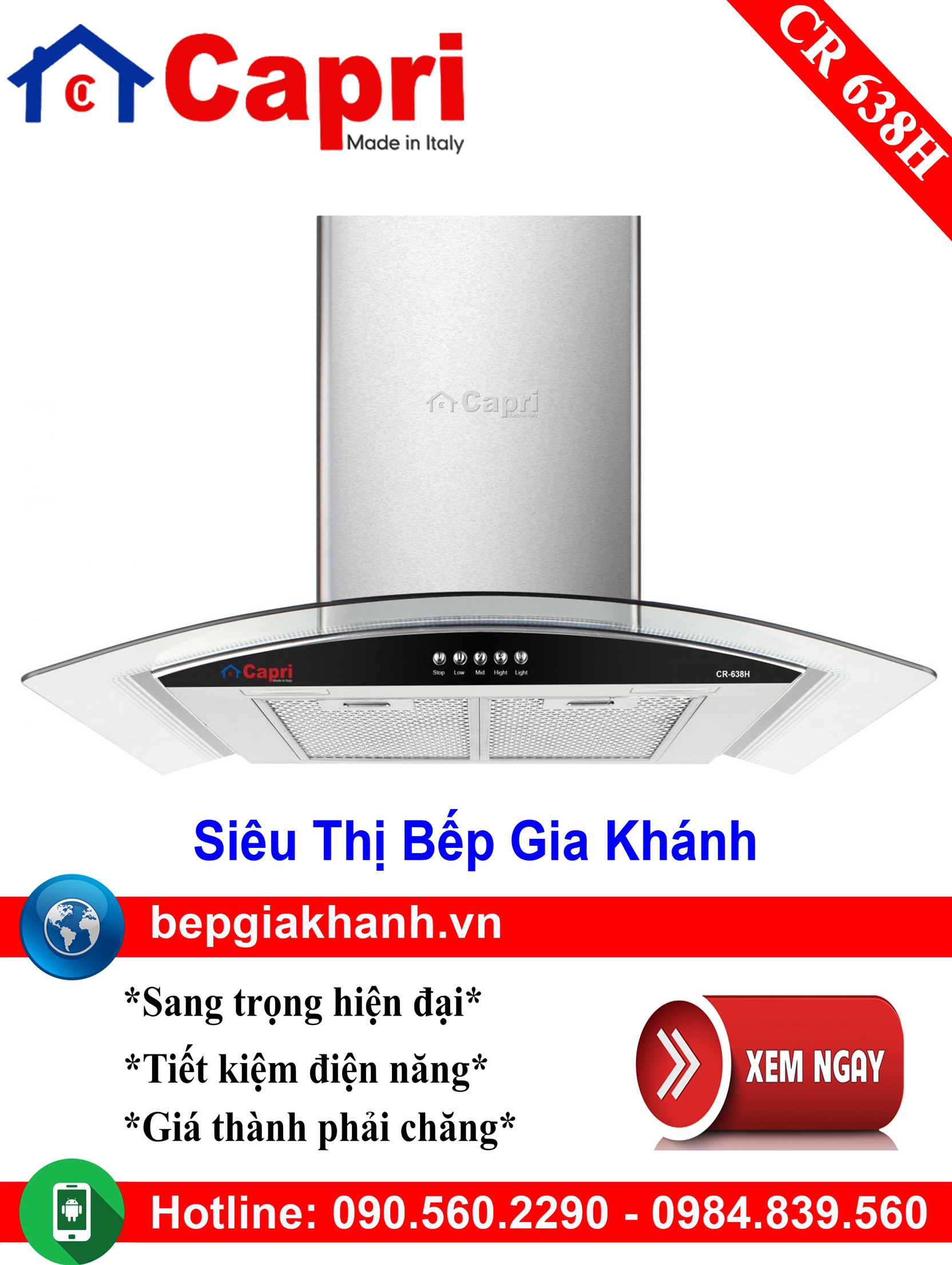 [HCM]Máy hút mùi dạng kính cong 90cm Capri CR 638H, máy hút mùi nhà bếp, máy hút mùi bếp, máy hút mùi kính cong, máy hút mùi canzy, máy hút mùi mini, máy hút mùi âm trần, máy hút mùi electrolux, may hut mui