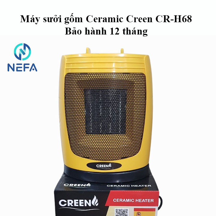 Máy sưởi gốm Ceramic Creen CR-H68, quạt sưởi điện - máy sưởi ấm tỏa nhiệt