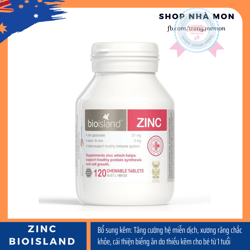 Viên bổ sung kẽm Bioisland Zinc 120 viên cho bé từ 1 tuổi trở lên