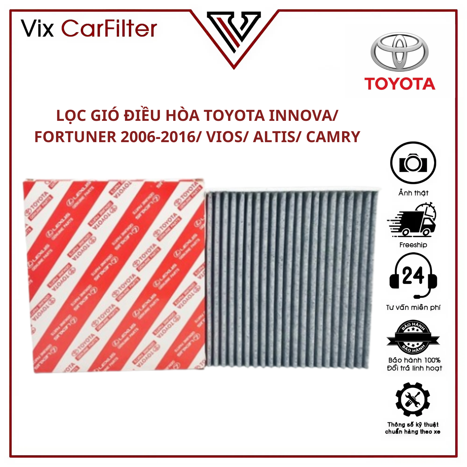 Toyota Innova/ Fortuner 2006-2016/ Vios/ Altis/ Camry Air Conditioner Air Filter Giá 48,000 Đồng*Miễn phí vận chuyển