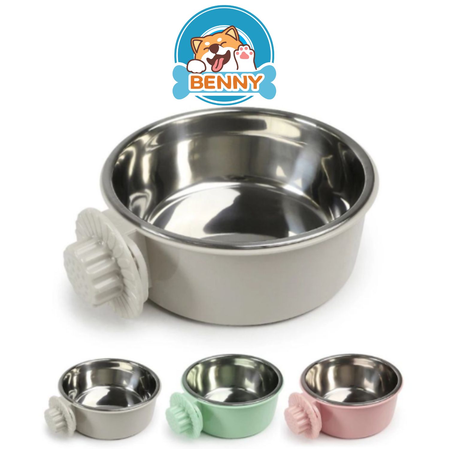 Bát Ăn Gắn Chuồng Cho Chó Mèo - Bát Inox Rời