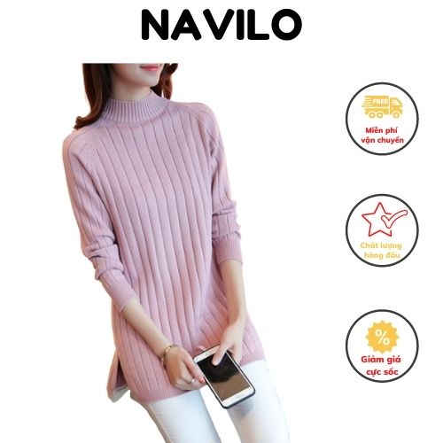 Áo len nữ kiểu cổ tròn form rộng hàn quốc đẹp nữ tính NAVILO AL001