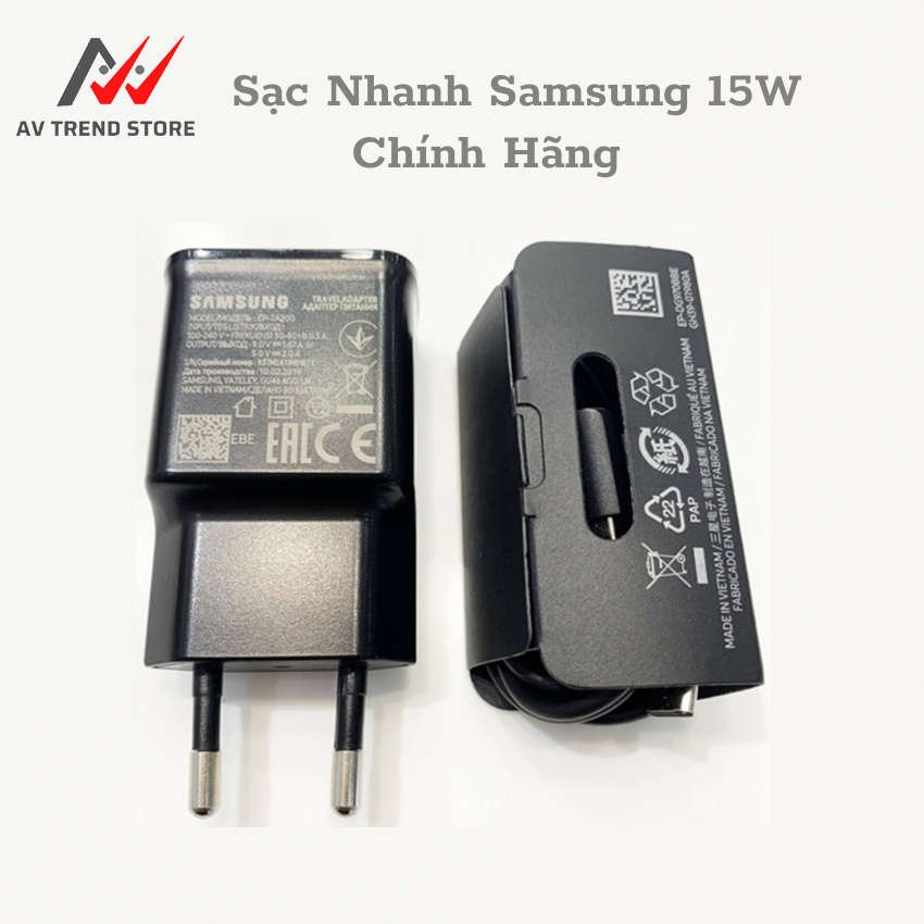 Bộ sạc nhanh samsung s10, cáp usb type c, củ sạc nhanh 15w hàng chính hãng siêu bền - avtrend