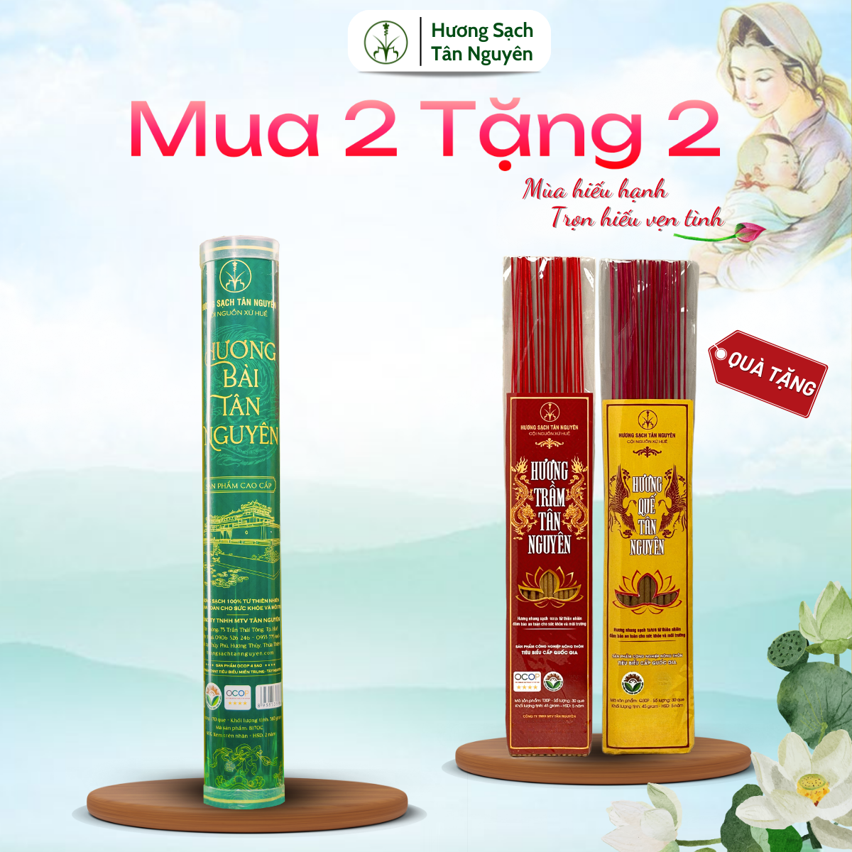 Hương sạch Tân Nguyên, hương bài, nhang sạch, ống 170 que, sản phẩm OCOP quốc gia