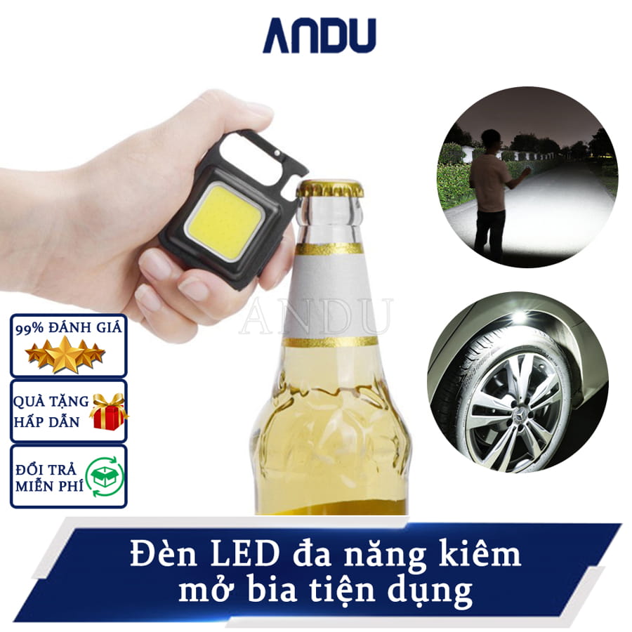 Đèn Led COB Khẩn Cấp Đa Năng Có Thể Sạc Lại Kèm Móc Khóa Nhỏ Gọn Tiện Dụng