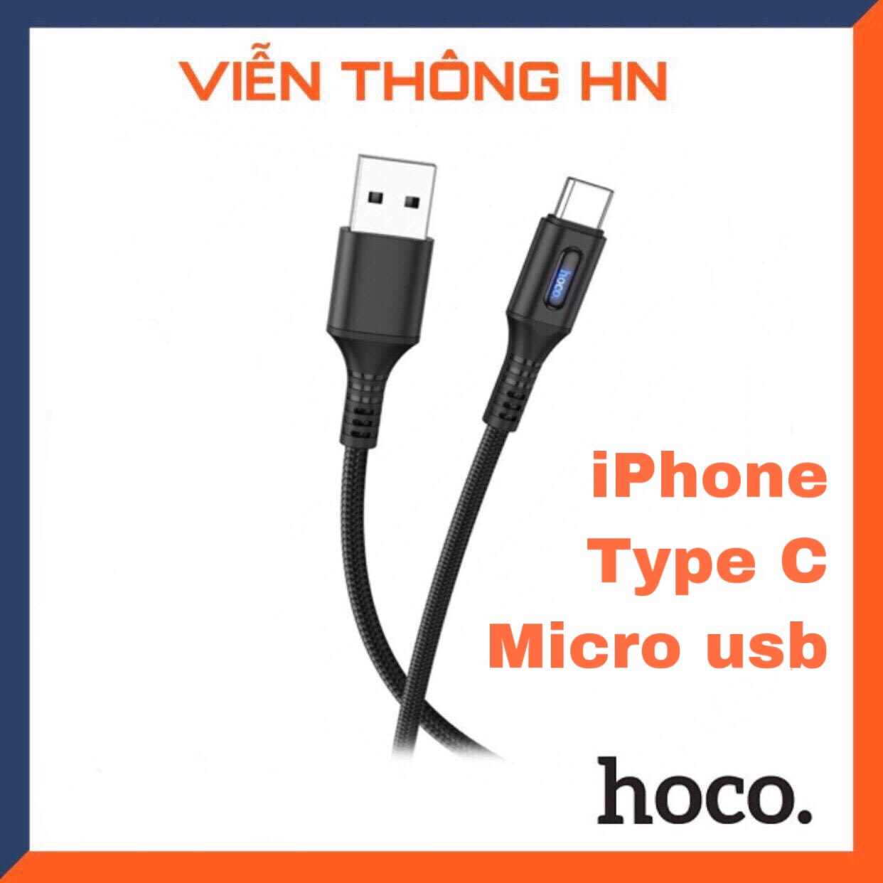Cáp sạc nhanh hoco u79 tự ngắt điện khi sạc đầy - dây sạc bọc dù chống gập đứt gãy dài 1m cho micro usb andoird  type c  lightning cho mã đt  IP oppo vivo ...vv