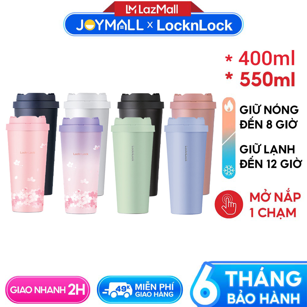 Ly giữ nhiệt LocknLock 400ml 550ml LHC3249 LHC3271 Energetic One Touch - Hàng chính hãng, mở nắp một