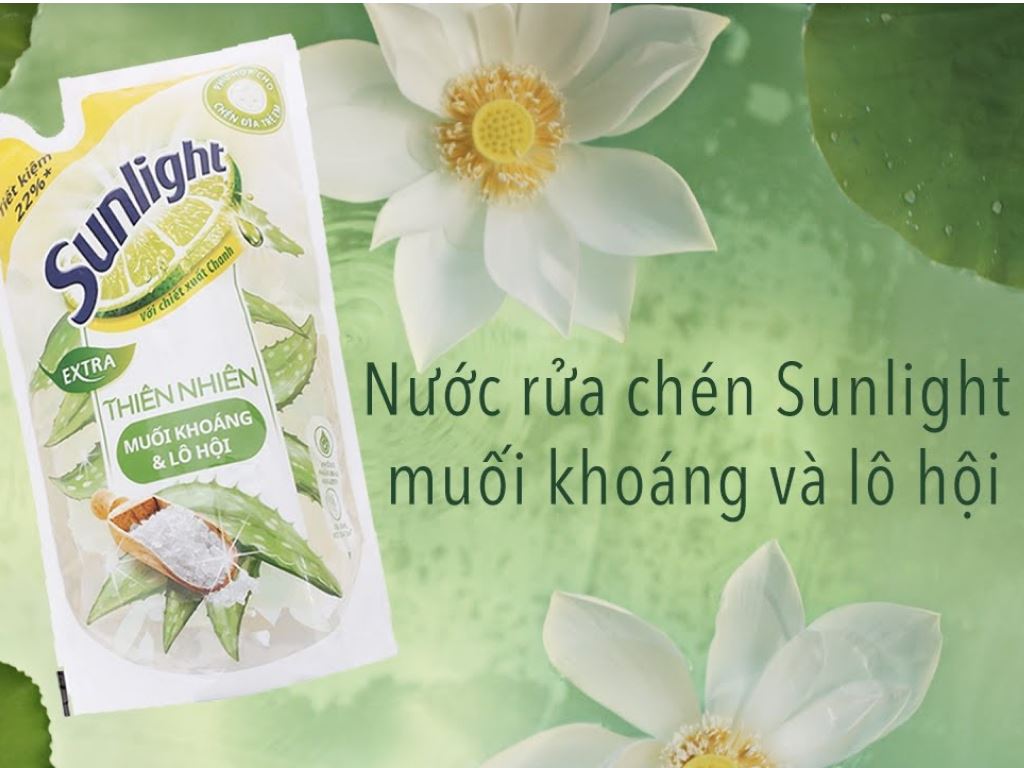 Nước rửa chén Sunlight thiên nhiên muối khoáng và lô hội túi 725ml - BAT MUOI