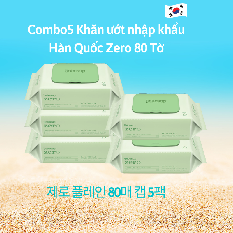 Combo 5 bebesup zero 80 sheets Korean imported wet wipes