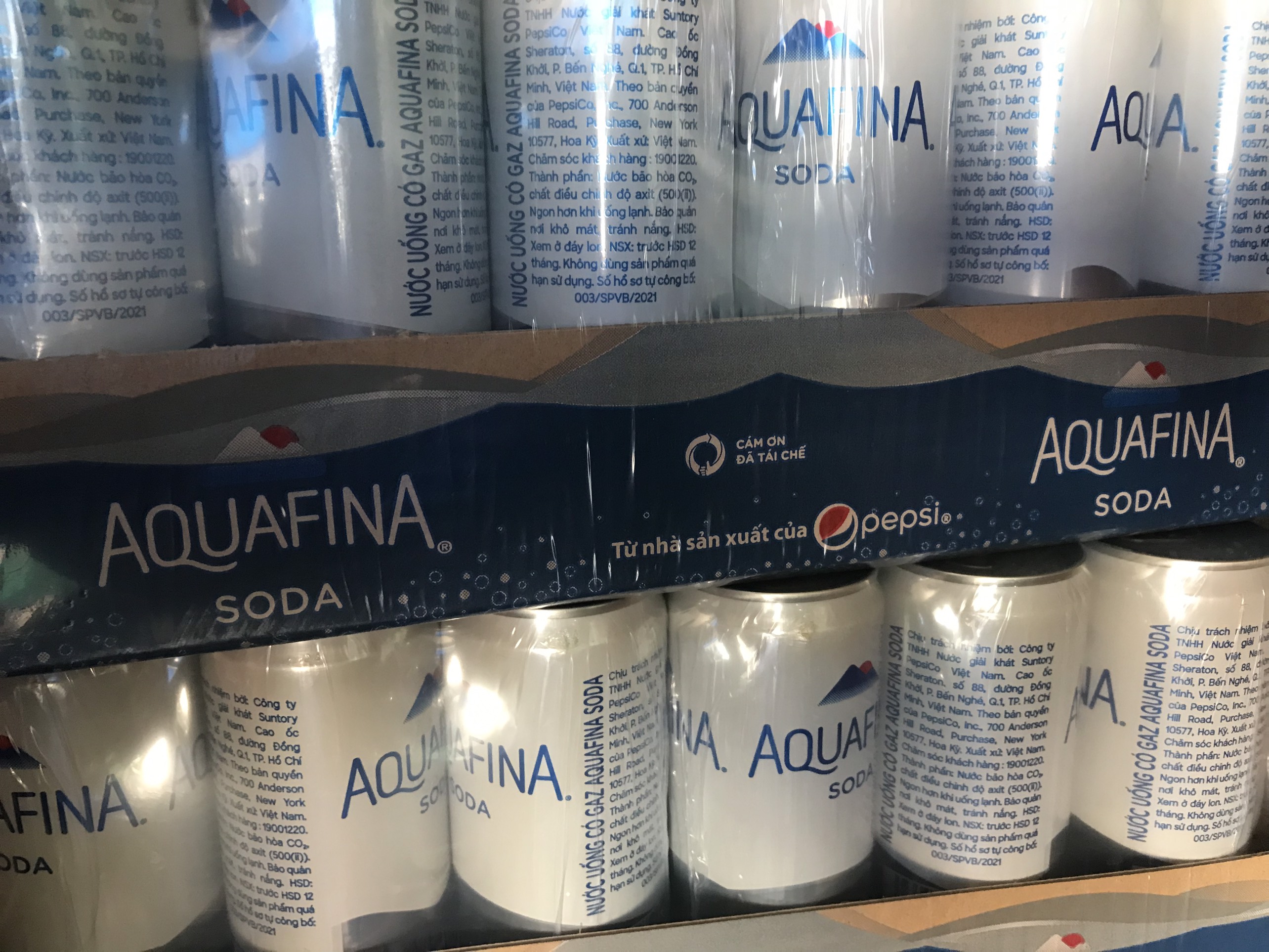 lốc 6 lon nước uống có gas aquafina soda (320ml lon) 6