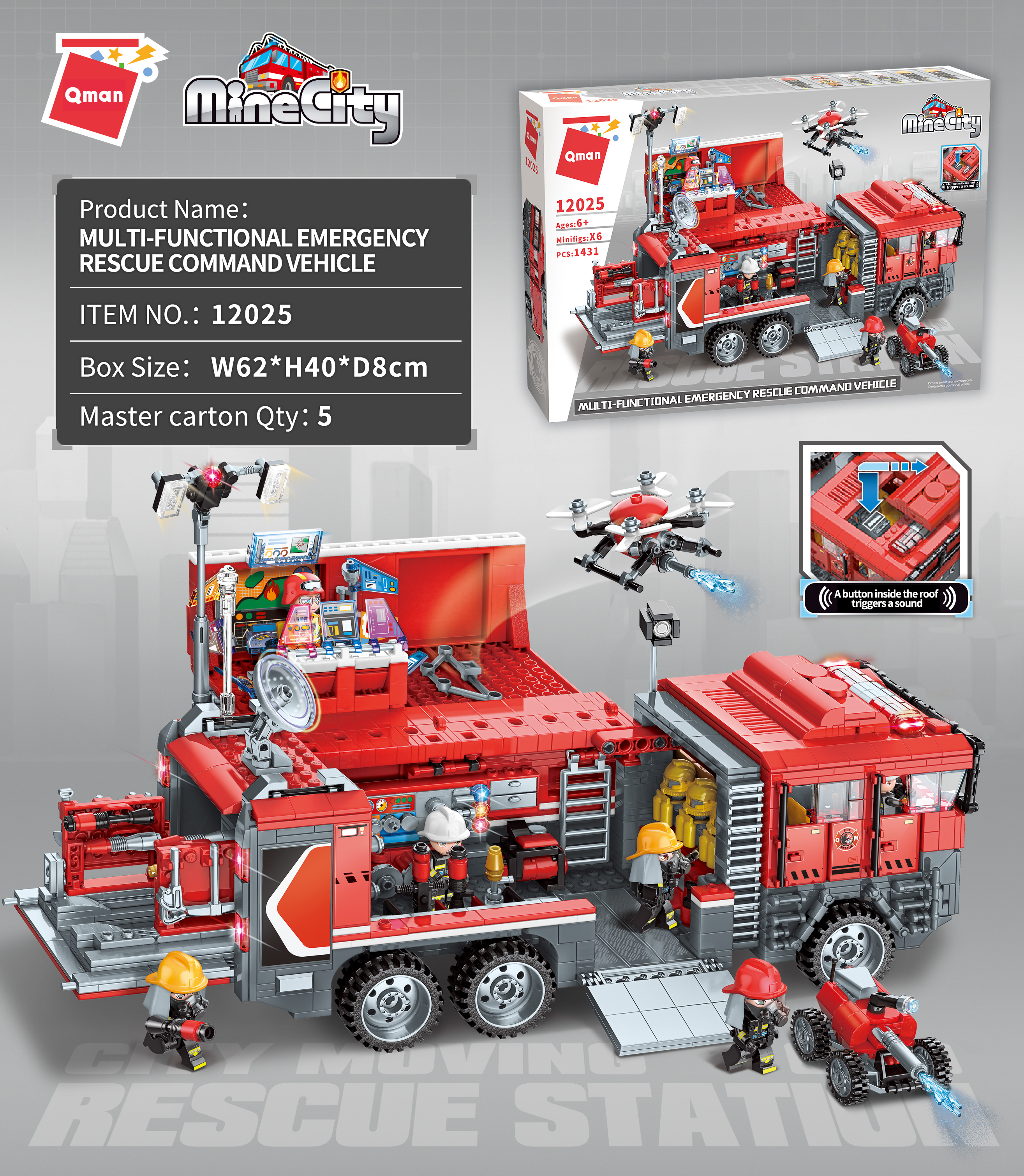 Bộ đồ chơi lắp ráp lego mô hình đội cứu hộ cao cấp cỡ lớn 1431 mảnh ghép, đồ chơi trẻ em lego cao cấp qman-12025