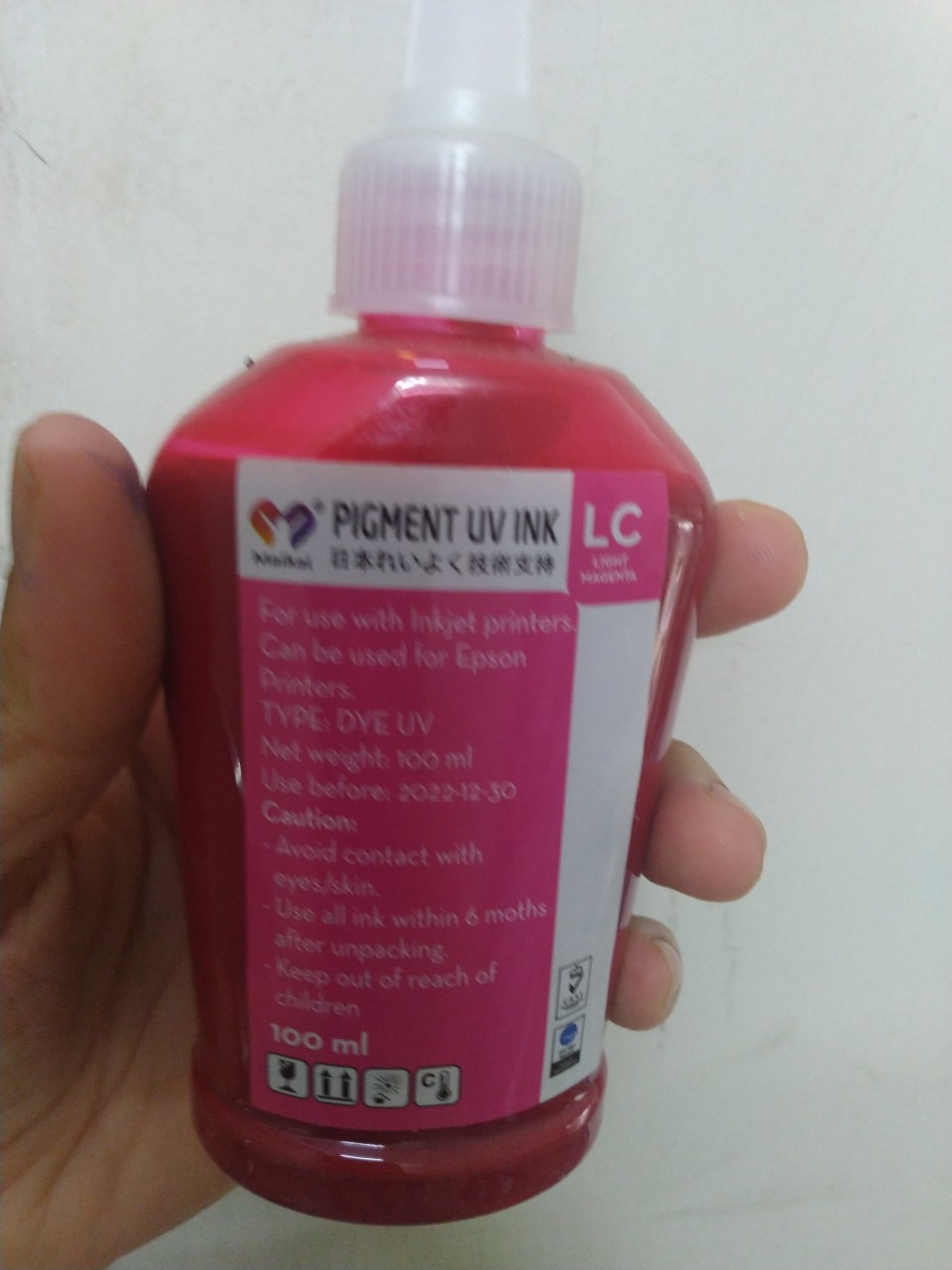 Mực dầu chai màu đỏ nhạt loại 100ml- lm