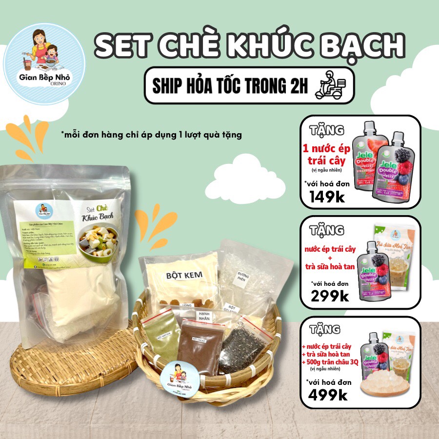 Set chè khúc bạch tự nấu thơm ngon chuẩn vị 20 chén - gian bếp nhỏ orino