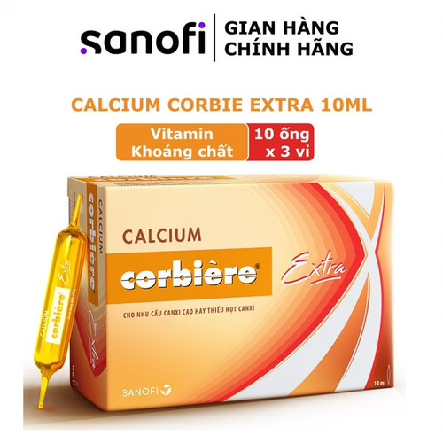 CALCIUM CORBIERE Extra hộp 30 ống 10 ml cho nhu cầu canxi cao hay thiếu hụt canxi
