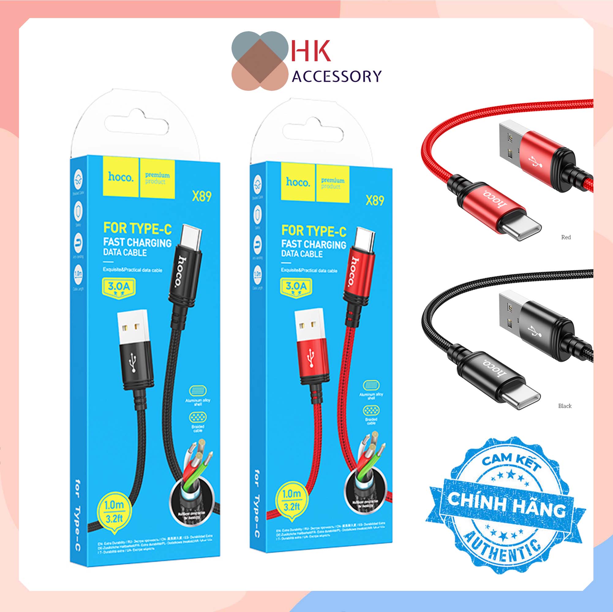 Cáp sạc Hoco X14 dài 1m Chuẩn Type C Hàng chính hãng