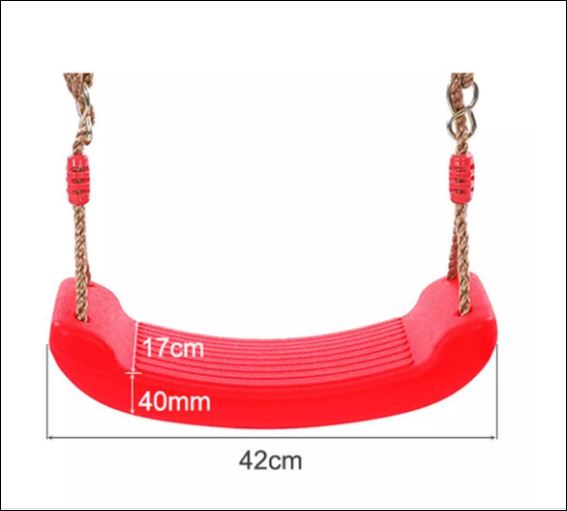 Xích đu sân vườn bằng nhựa đồ chơi ghế treo cho trẻ em có dây điều chỉnh độ cao màu đỏ