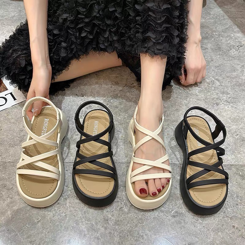 Sandal nữ quai mỏng đế phối màu cao 5p Mã 3353