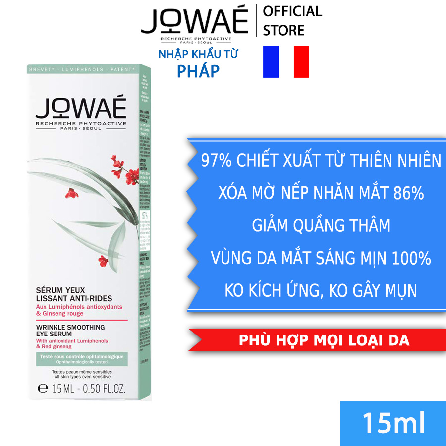 Tinh chất chống nhăn cho mắt JOWAE chiết xuất Nhân Sâm đỏ Mỹ phẩm nhập khẩu từ Pháp - Wrinkle Smoothing Eye Serum 15ml