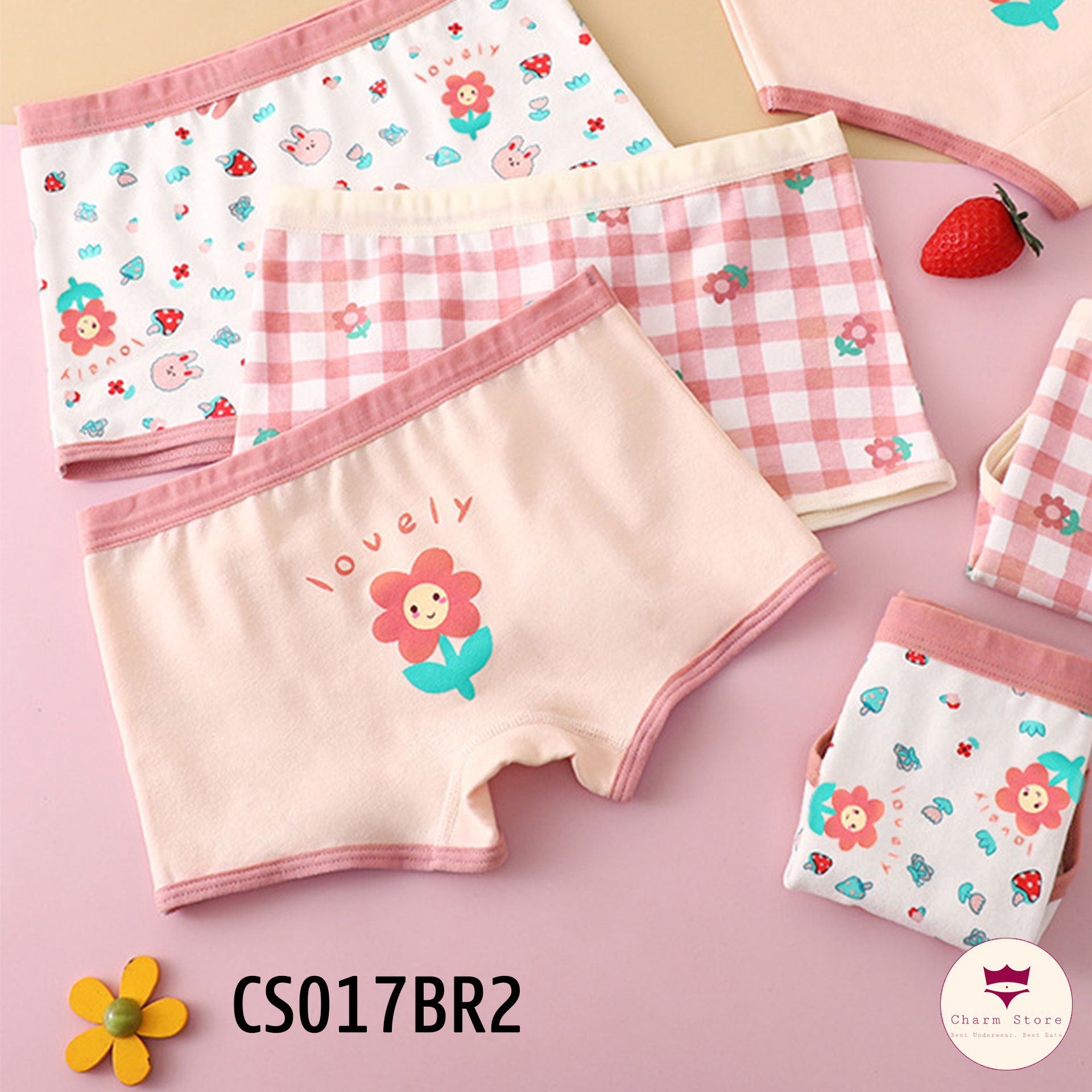 Set 3 quần chip đùi cao cấp kiểu dáng hàn quốc dành cho bé gái 10-35kg cs017br2