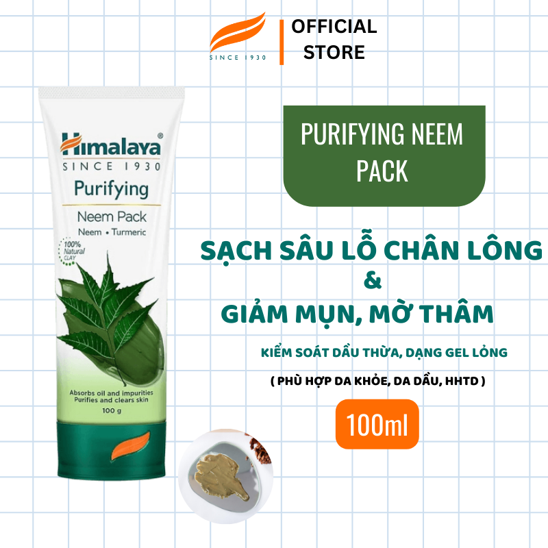 Mặt Nạ Đất Sét Giúp Se Khít Lỗ Chân Lông Và Ngăn Ngừa Mụn Neem Face Pack Himalaya 100ml