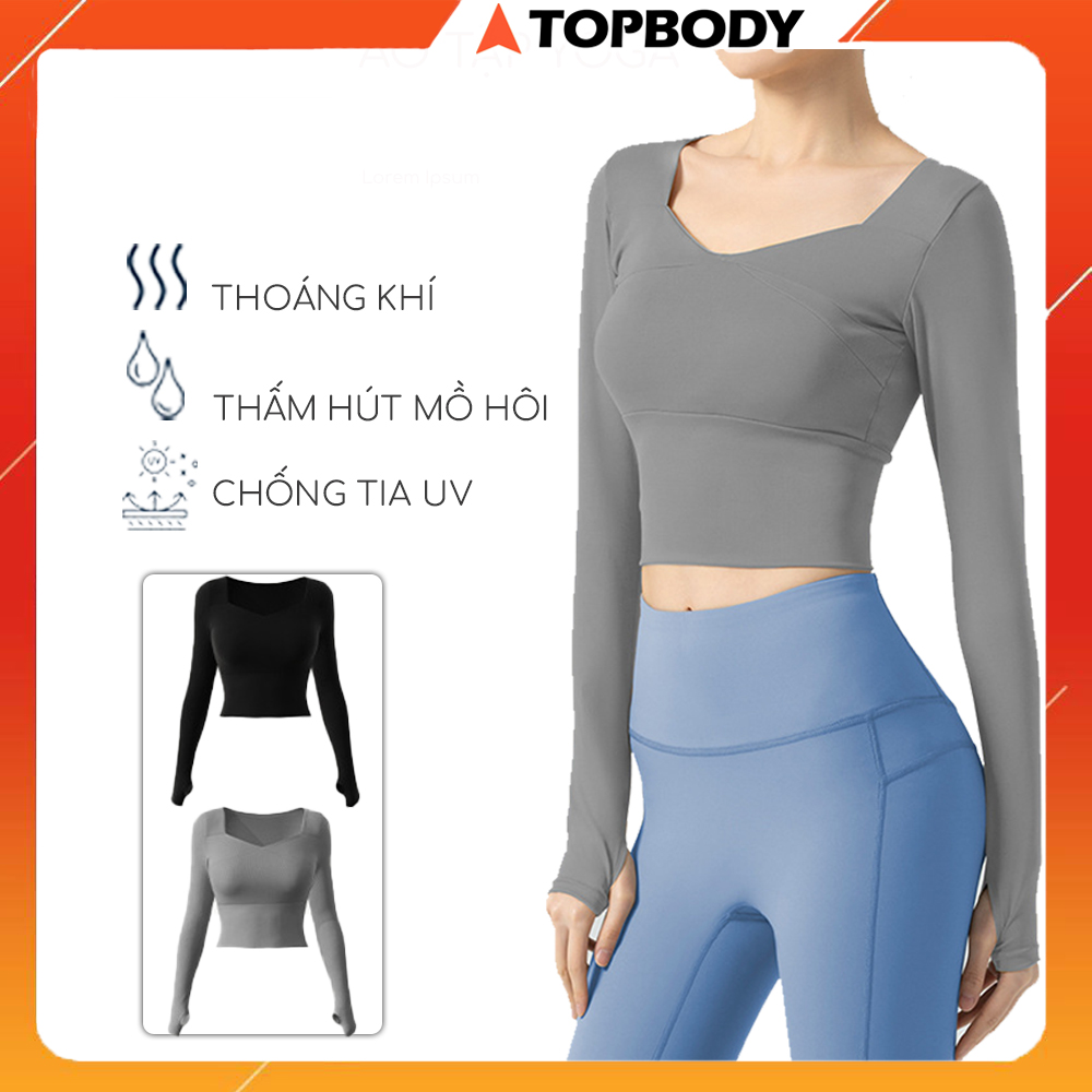 Áo croptop nữ dài tay Topbody tập thể dục siêu thoáng mát