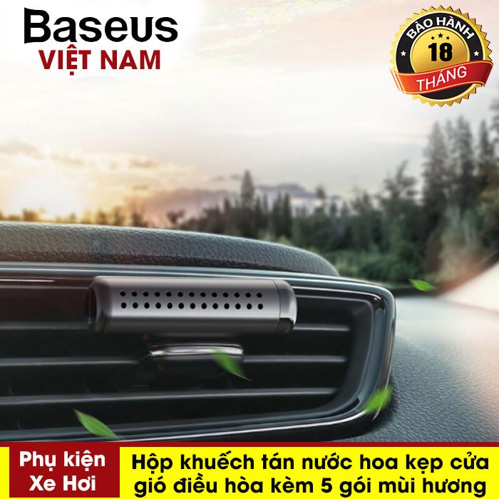 Bộ khuếch tán kèm nước hoa khô dùng cho xe hơi Baseus Horizontal Chubby Car Air Freshener (Metal Aromatherapy Air Vent Solid Perfume) - Phân phối bởi Baseus Vietnam