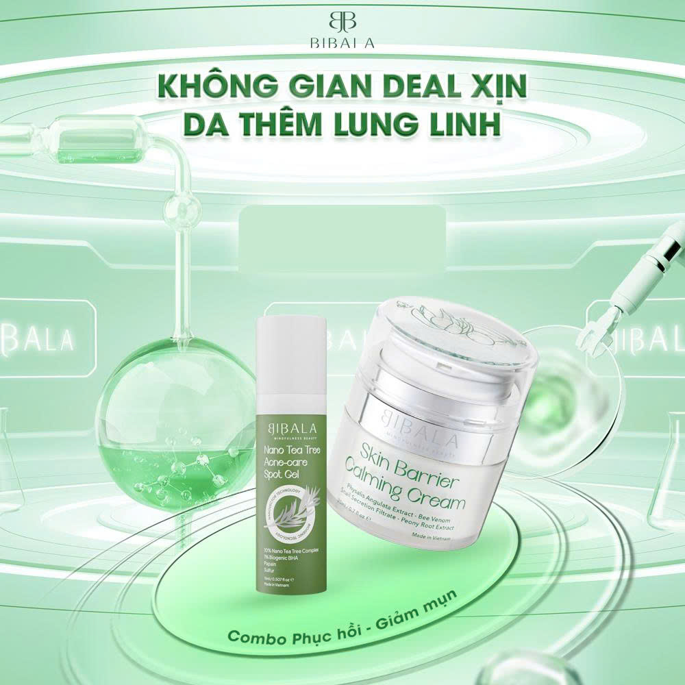 Bộ đôi Kem dưỡng phục hồi + GEL chấm mụn Tràm Trà 15ML BIBALA