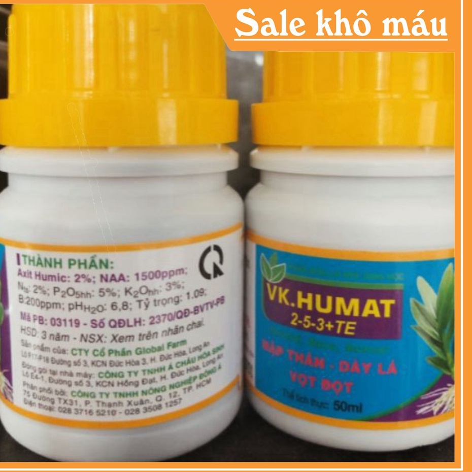 Phân làm mập cây vk humat 50ml - mập thân - dày lá - vọt đọt