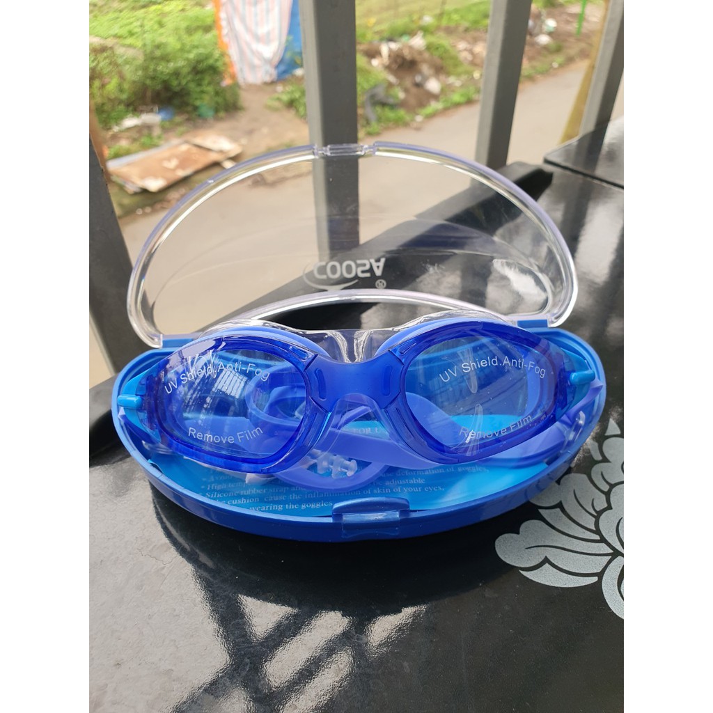 Kính bơi coosa ca7100 tráng gương chống tia uv chống nước chống mờ + tặng 2 bịt tai silicon
