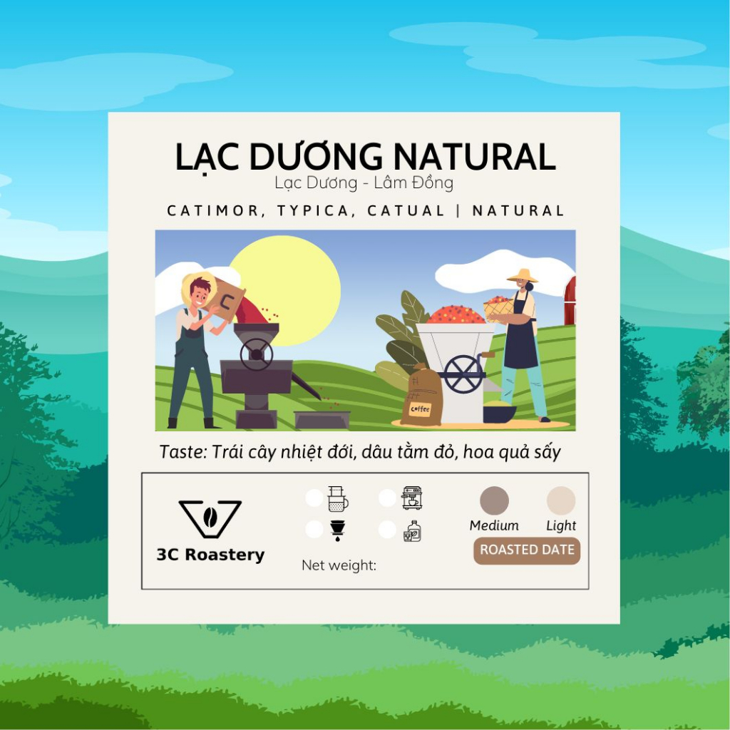 Cà phê arabica lạc dương natural - 3c roastery - pha cold brew - rang vừa
