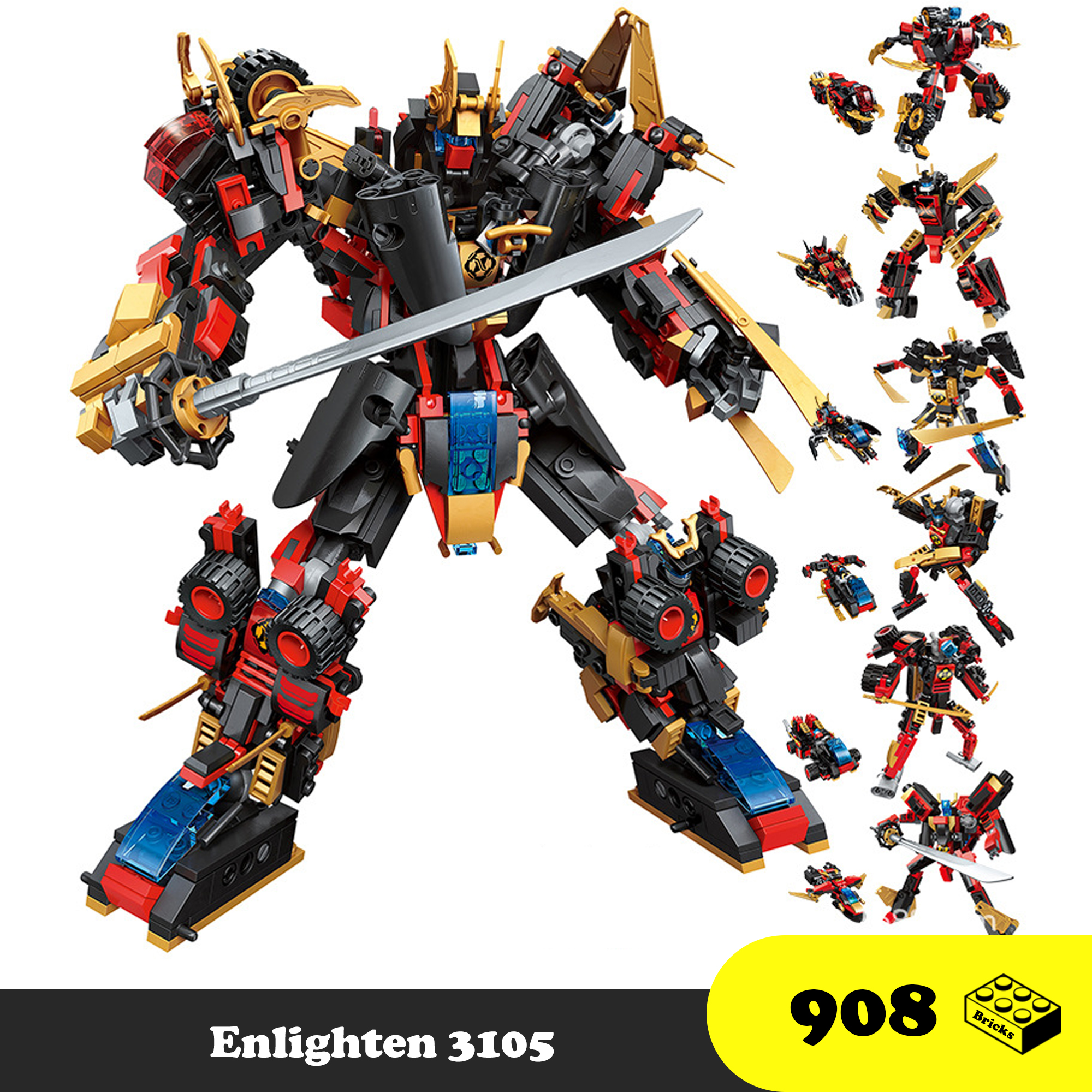 Lego Lắp Ráp Robot Samurai biến hình - Lego Enlighten 3015 Robot Transformer 6 trong 1
