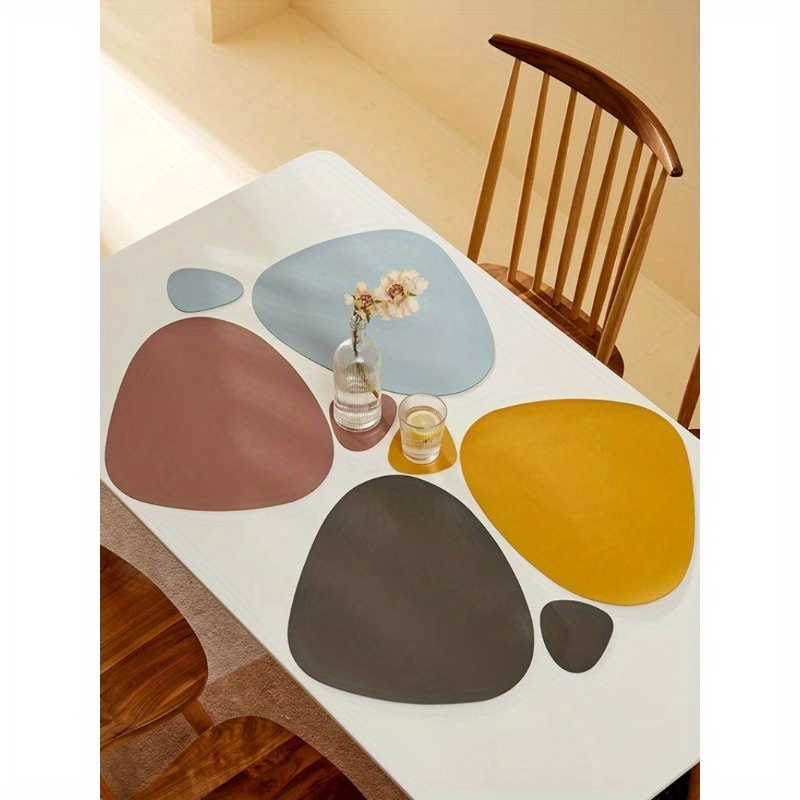 Inmos Miếng Đệm Da Hình Elip Thời Trang Hai Mặt Bằng Vải Lanh