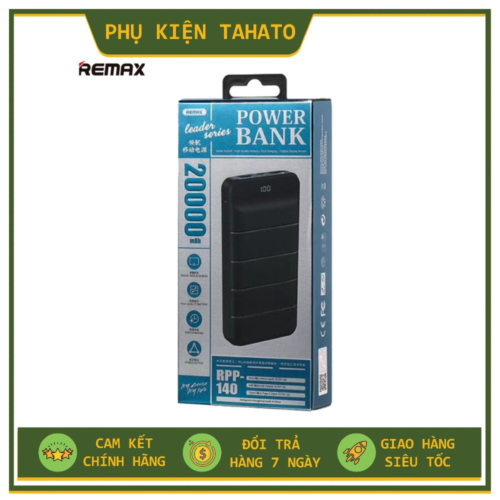 Pin dự phòng 20000mah remax rpp-140 leader series 2 cổng usb