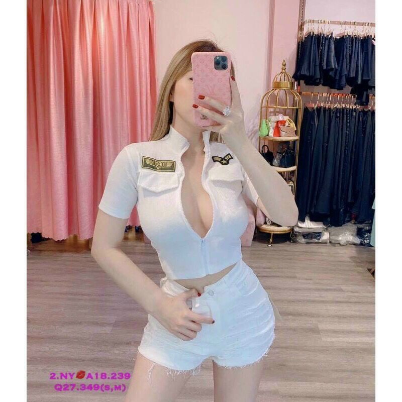 ÁO RIP CƠ TRƯỞNG - ÁO CROPTOP NỮA - ÁO KIỂU NỮ - [ XẢ KHO 3 NGÀY ] - mua hóa đơn trên 300k được tặng 1 phần quà từ shop CAROTSHOP