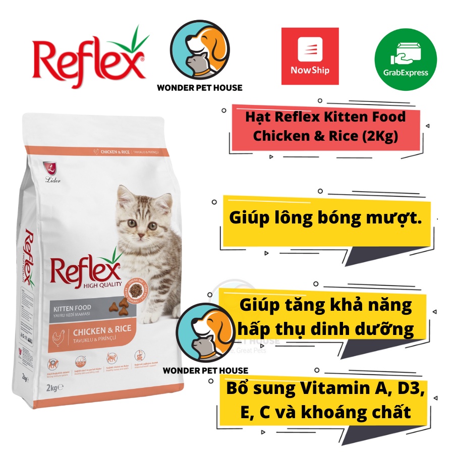 Hạt khô cho mèo con Reflex Kitten Chicken and Rice 2kg