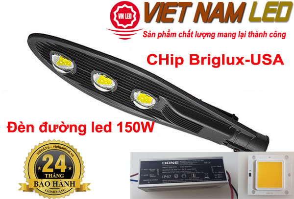 Đèn đường led 150w 3 mắt led, đèn led đường phố, chip briglux usa, vnled, vietnamled, 0936395395