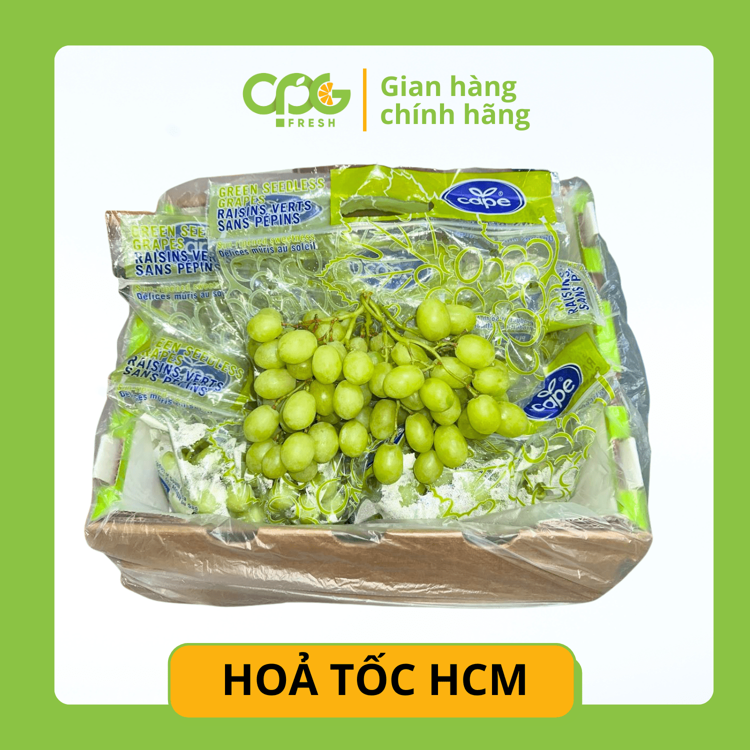 [Hoả tốc HCM] CPG Fresh - Nho xanh Sweet Globe Nam Phi Thùng 4.5kg