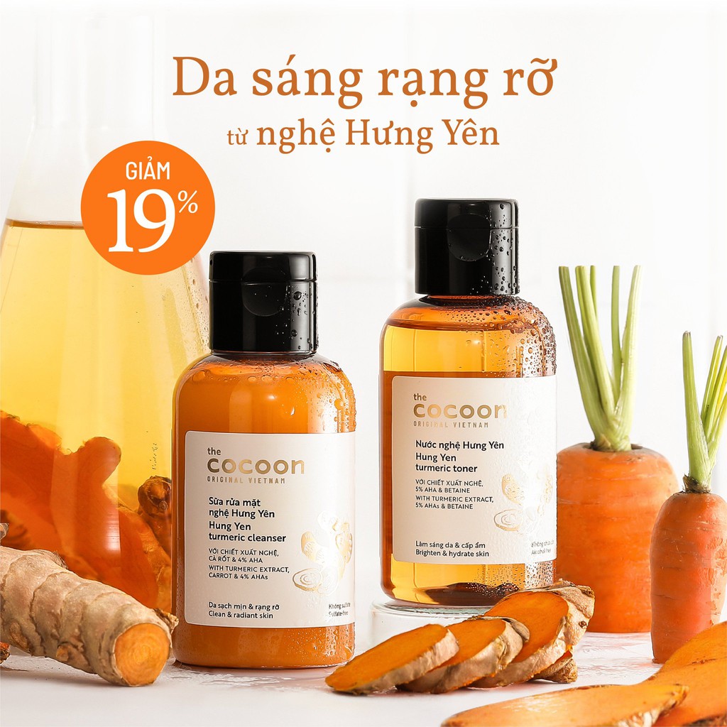 [CHÍNH HÃNG] Toner Nước nghệ Hưng Yên cocoon 140ml sáng mịn da mờ thâm