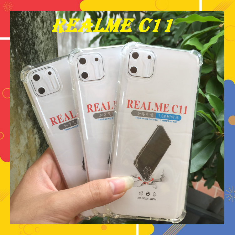 Ốp Lưng Realme C11 Dẻo Trong Suốt Chống Sốc Có Gù Bảo Vệ 4 Gốc