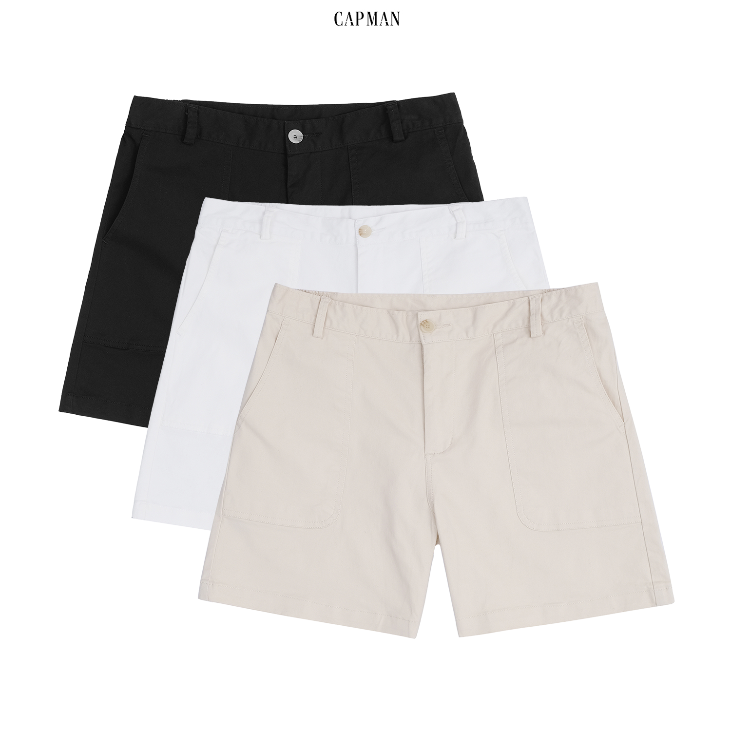 Quần short kaki nam ngắn CAPMAN, lưng đai thun co giãn năng động thoải mái