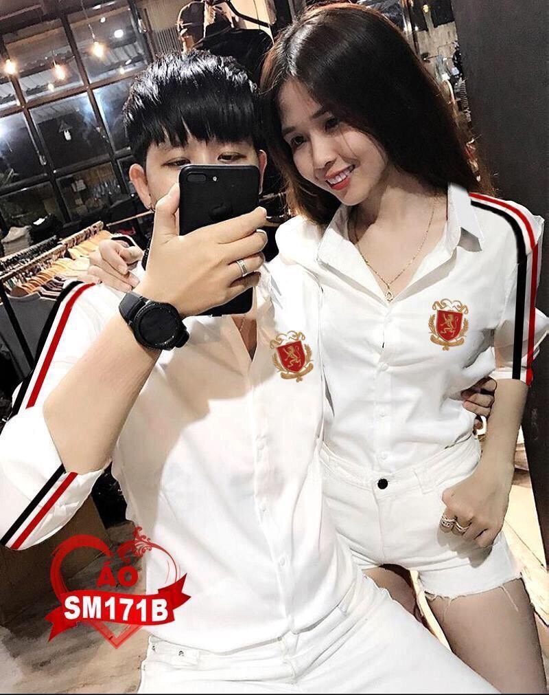 Sơmi nam nữ phối sọc tay cuốn hút gs07
