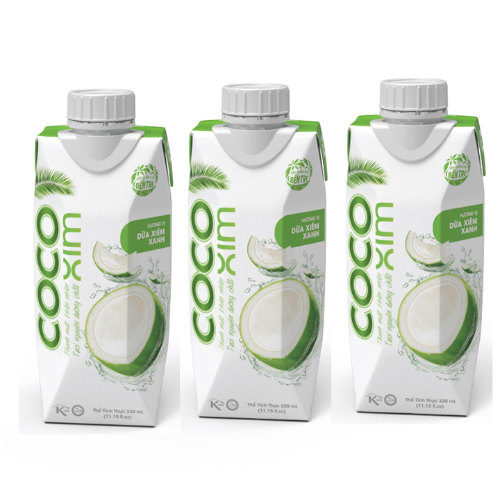 [BẬT NẮP UỐNG DỪA TƯƠI-Lóc 6 hộp x330ml] Nước dừa Xiêm xanh Cocoxim 100% nguyên chất dừa tươi - Thương hiệu COCOXIM - dung tích 330ml/hộp
