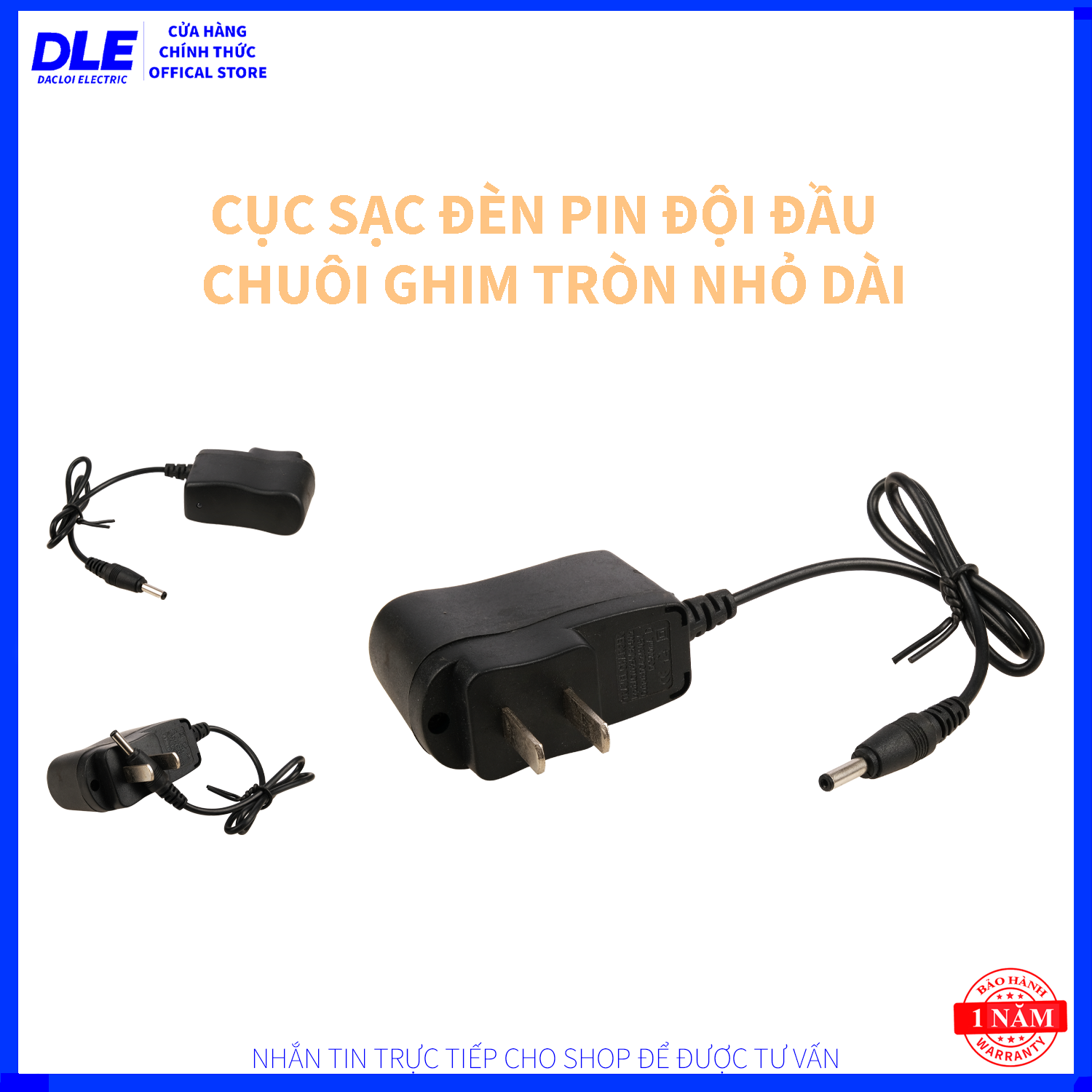 CỤC SẠC ĐÈN PIN ĐỘI ĐẦU - BẢNG CHUÔI GHIM TRÒN DÀI NHỎ