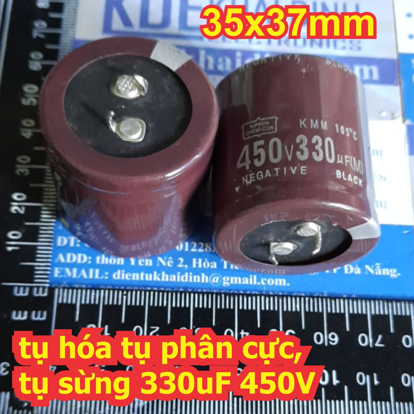 2 con tụ hóa tụ phân cực, tụ sừng 330uf 450v kde1831