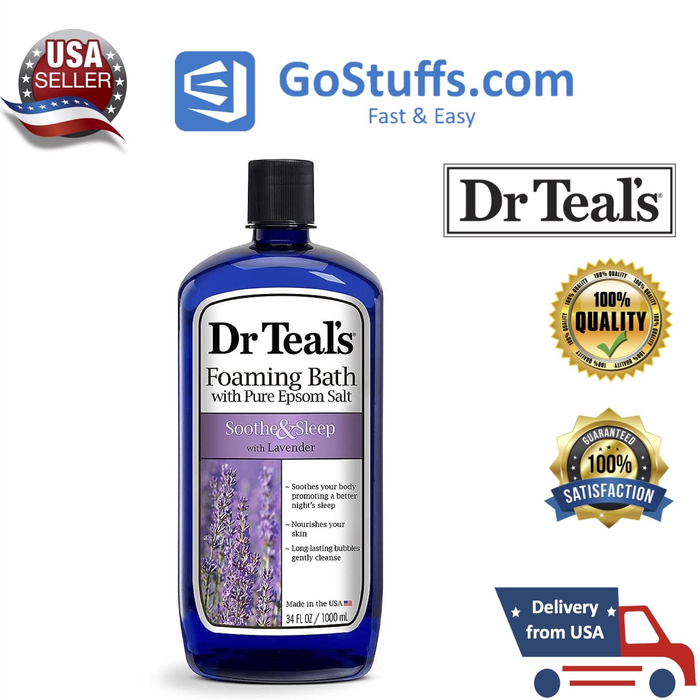 Dr teal’s foaming bath with pure epsom salt - sữa tắm dr teal's hương lavender - 1000ml